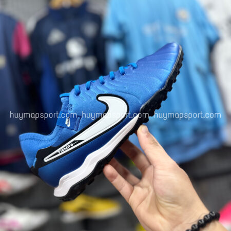 Giày Bóng Đá Nike Tiempo 10 Pro ( Cổ Chun ) Xanh Trắng TF