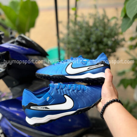 Giày Bóng Đá Nike Tiempo 10 Pro ( Cổ Chun ) Xanh Trắng TF